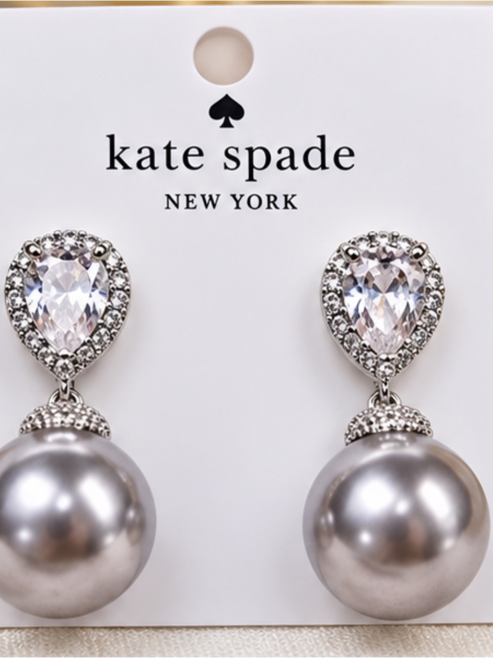 kate spade Silver Crystal Teardrop & Pearl Drop Earrings